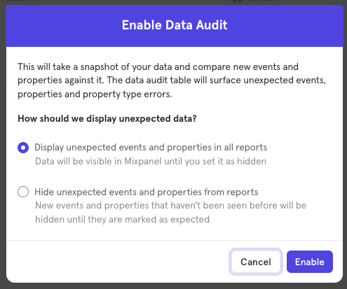 Enable Data Audit Modal